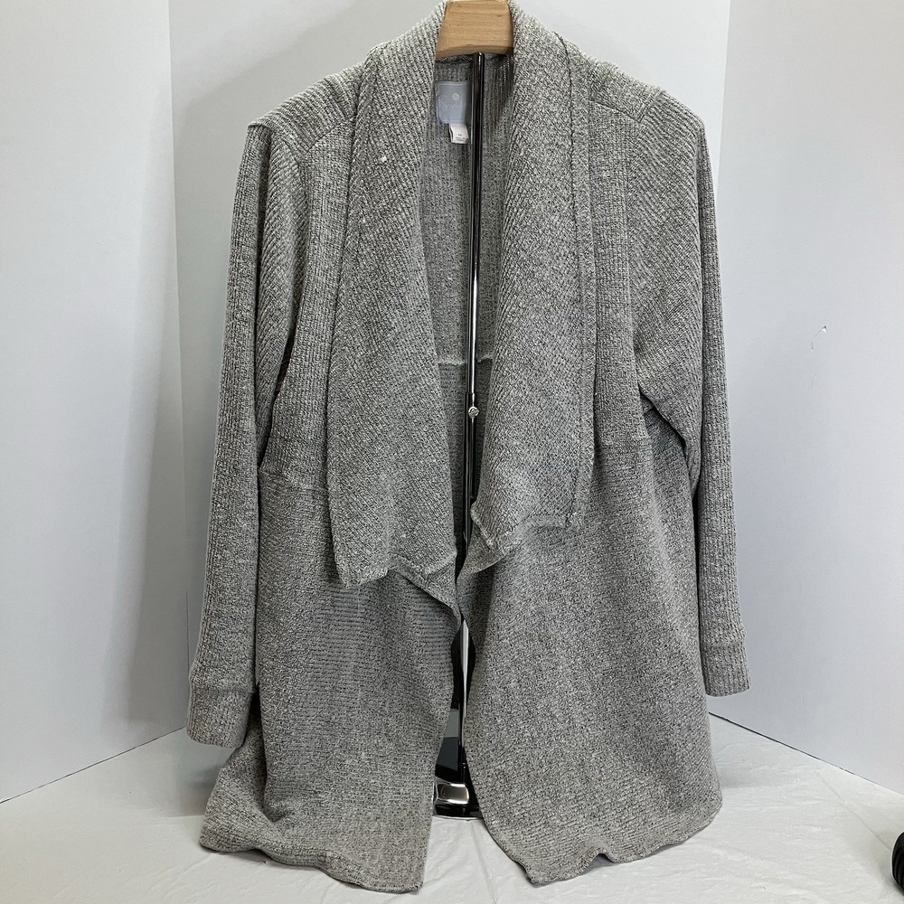 Sunday Womens Light Gray‎ Open Front Shawl Collar Cardigan Sweater Size 1X